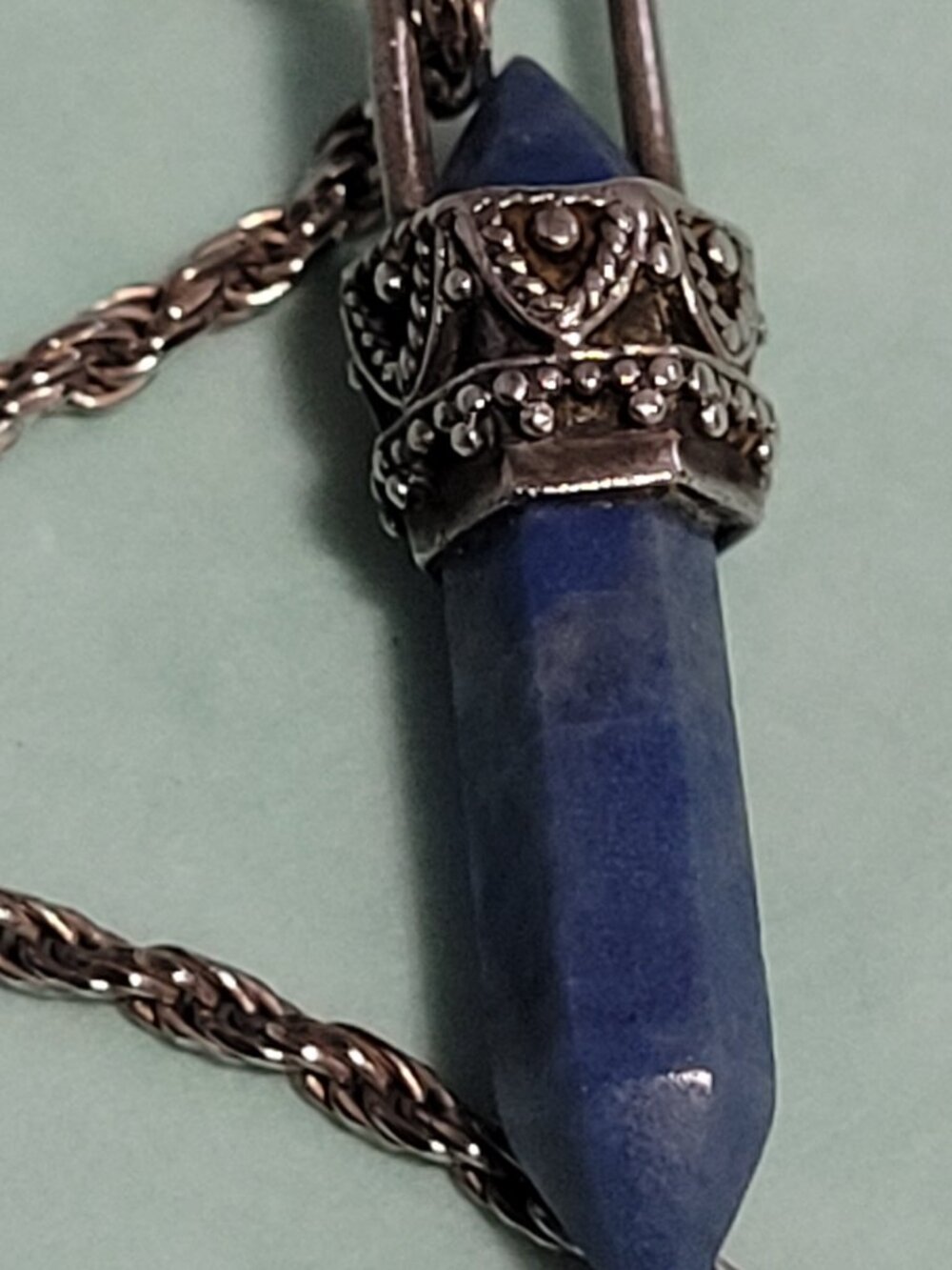 Vintage lapis lazuli crystal and silver necklace